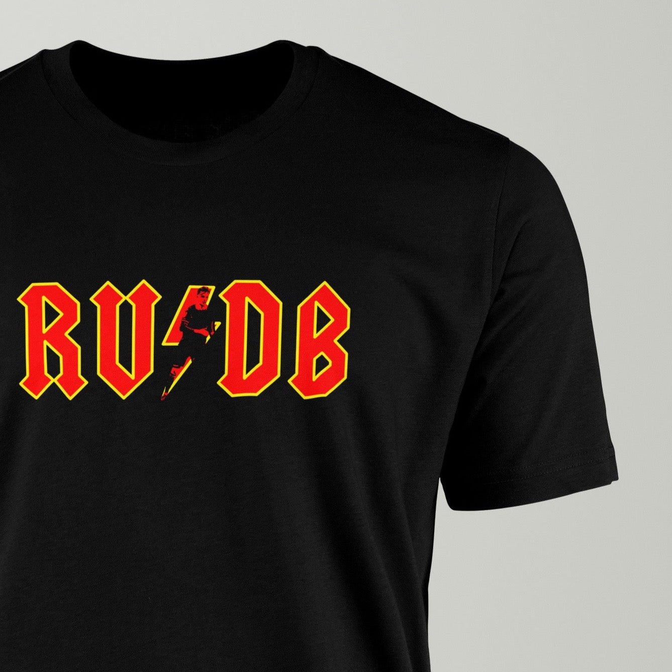 AC/DC Full Color Logo T-Shirt - Black Band Tee With Rhinestone Embellishment