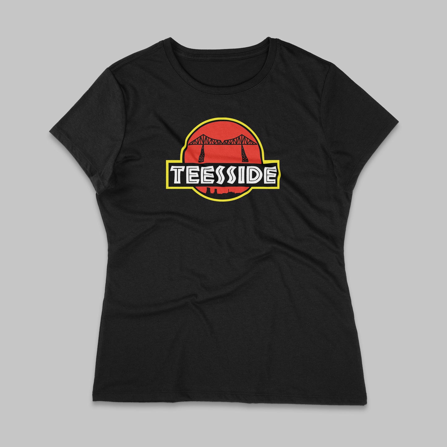 Black women's t-shirt with our Jurassic Teesside Design