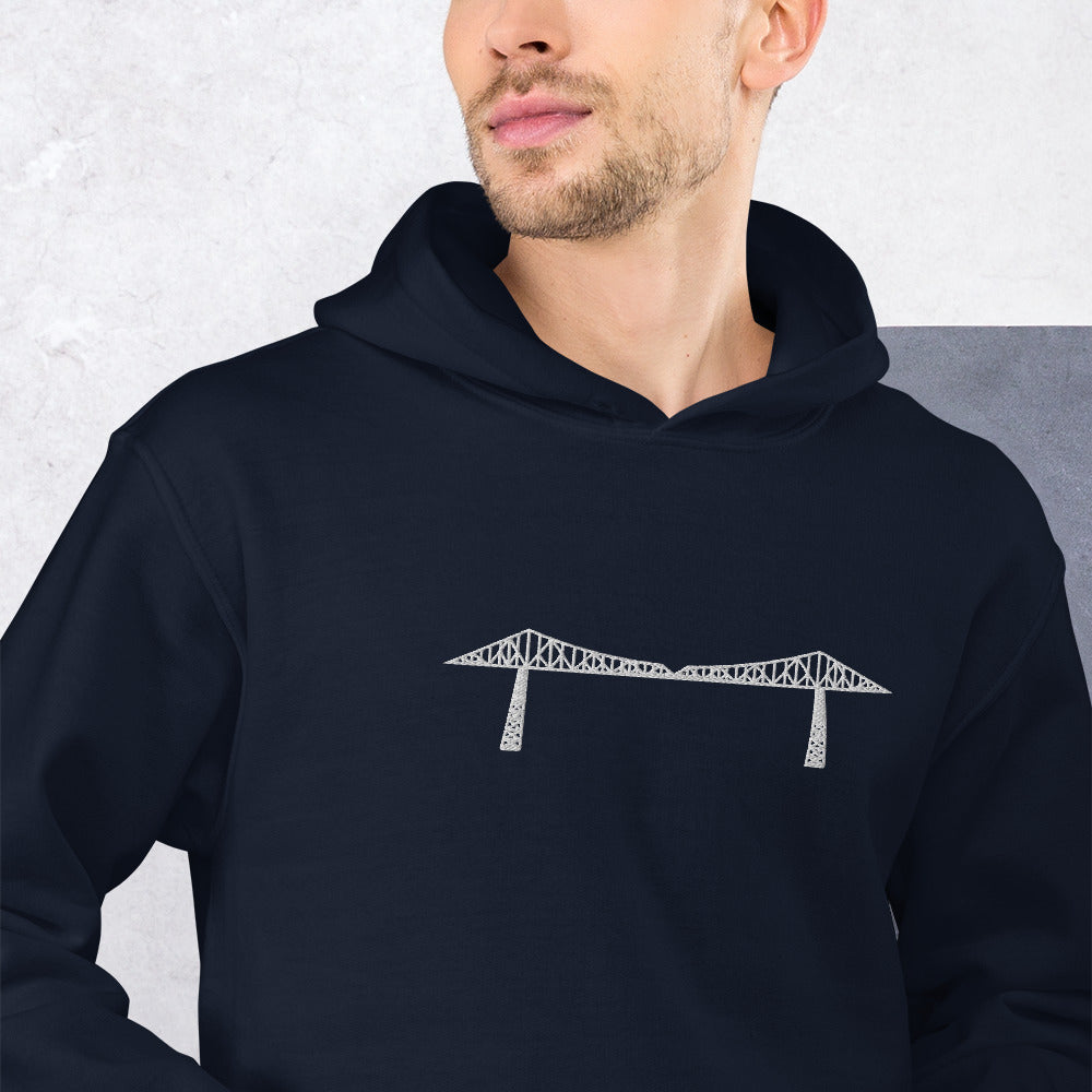 Embroidered white Transporter Unisex Hoodie