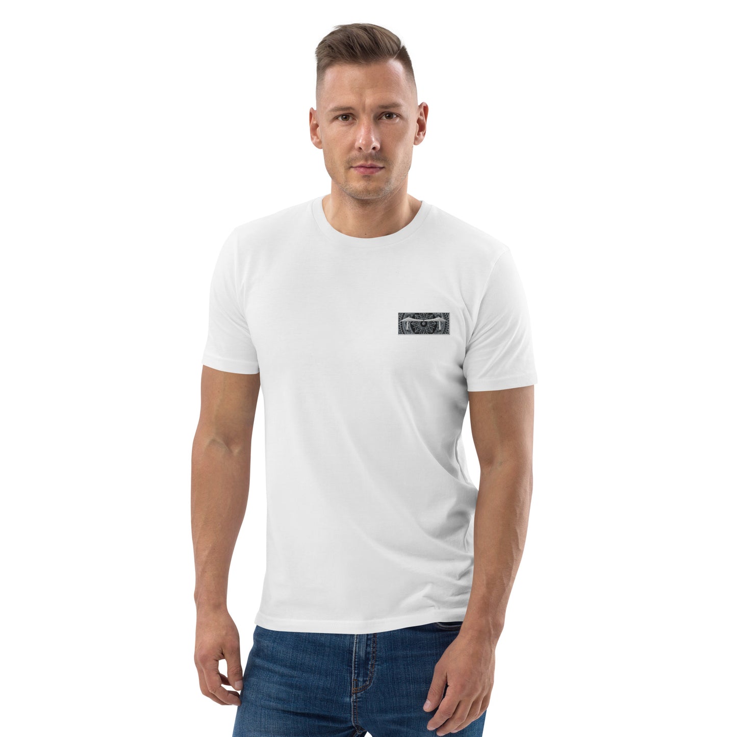 Ice White mandala transporter organic cotton t-shirt